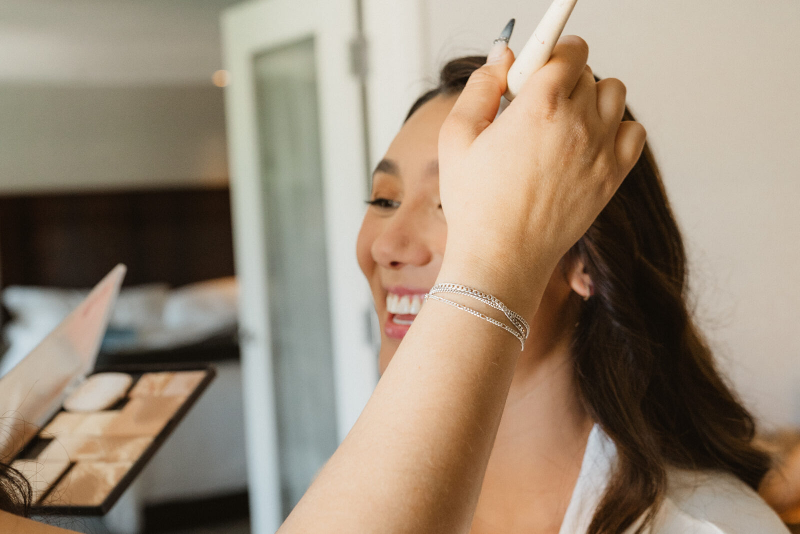 Photo of Bride getting ready for her Orange County Wedding