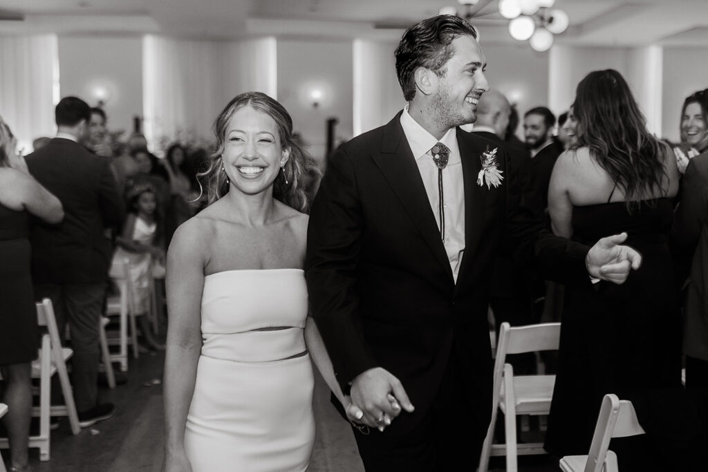 Bride and groom after getting married at The Rockaway Hotel in New York.