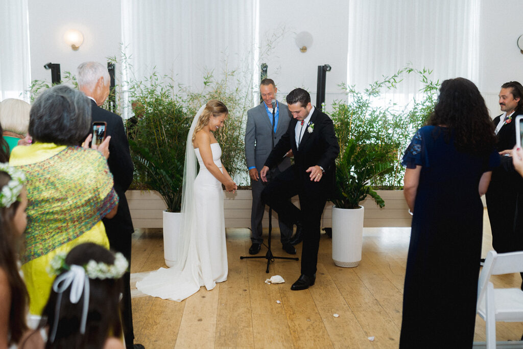 Couple after getting married at The Rockaway Hotel.