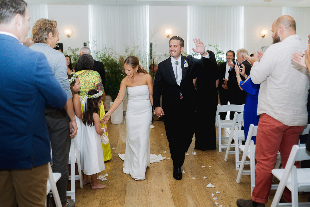 Couple after getting married at The Rockaway Hotel.