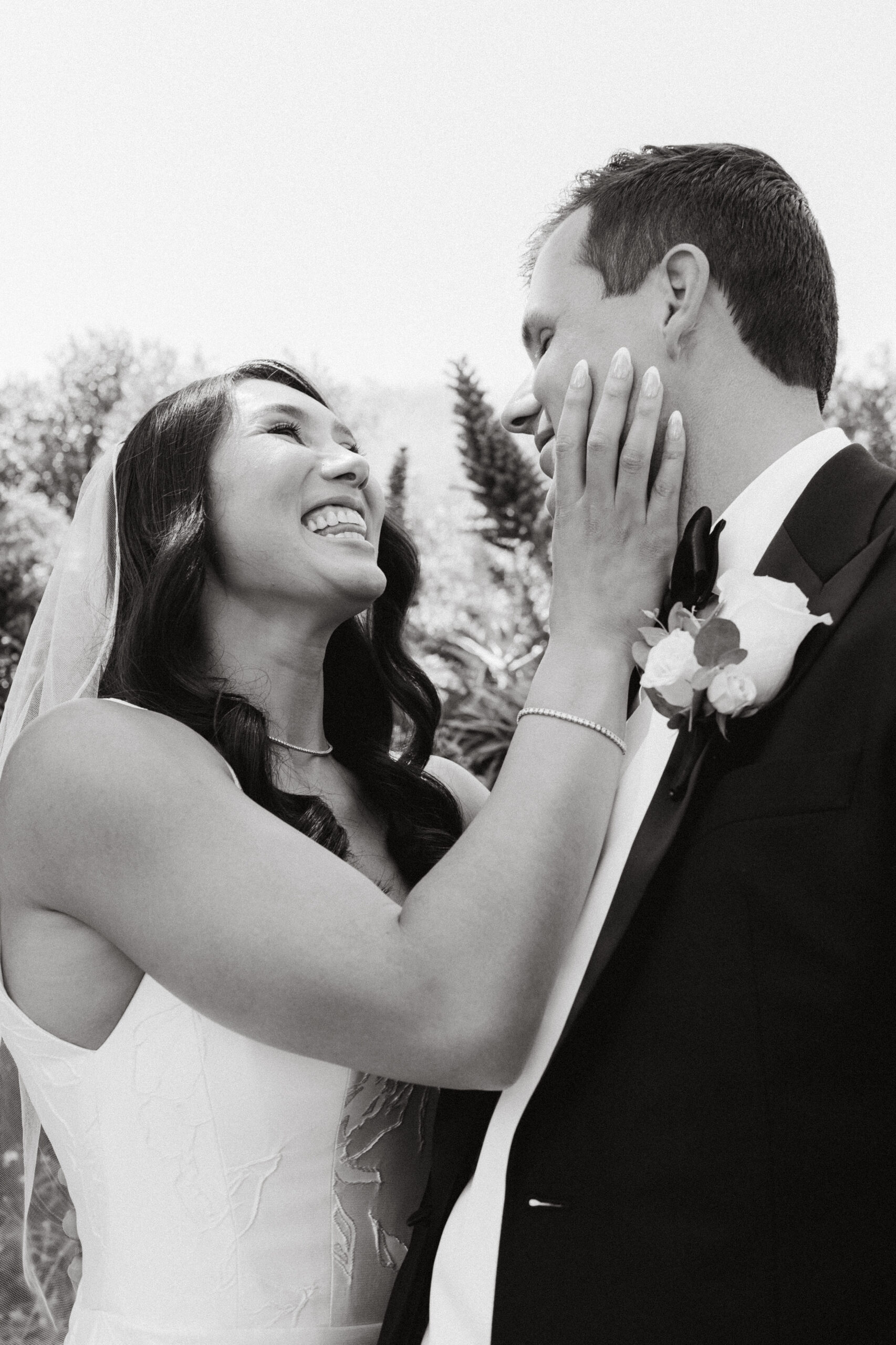 Couple Smiling at their Orange County Wedding