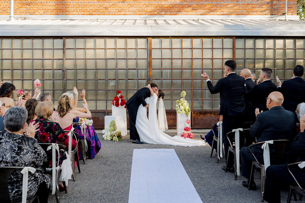 Bride and groom getting married at Blanc Denver